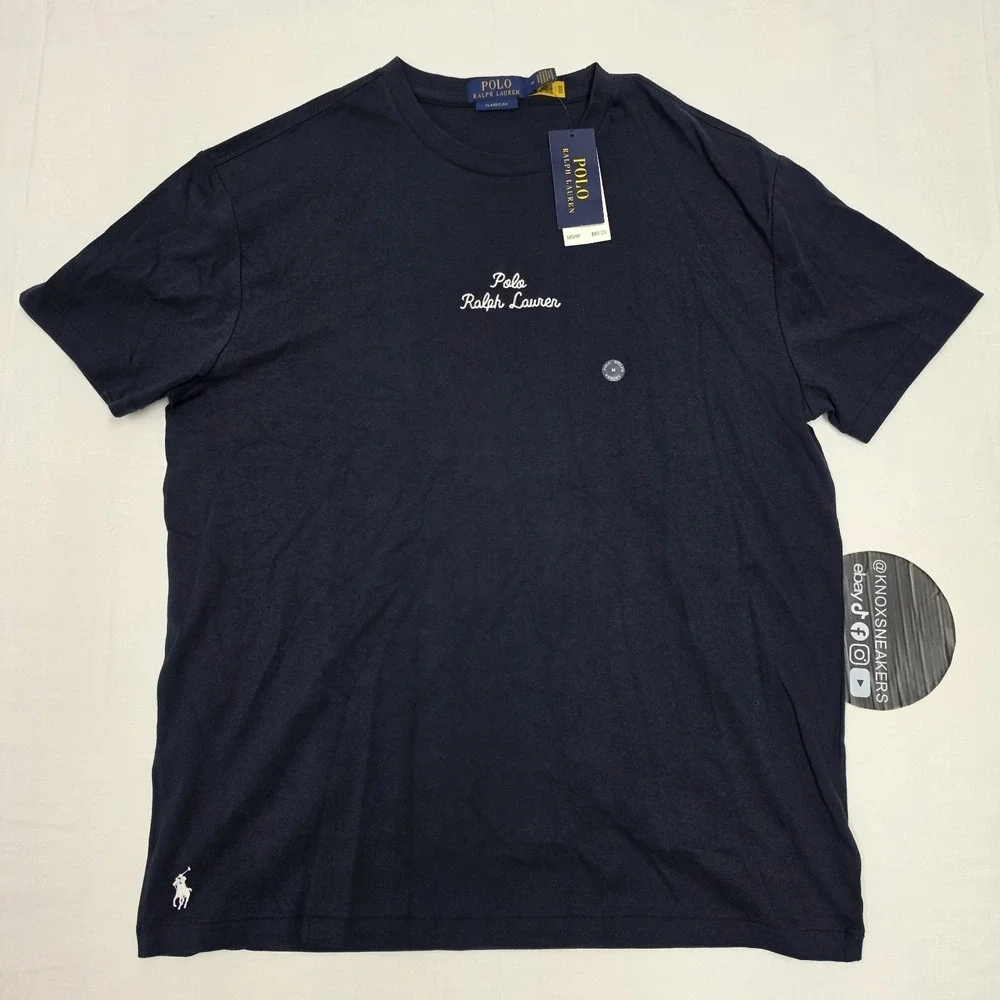 POLO RALPH LAUREN Crewneck Embroidered Navy T-Shirt Men's Size Medium